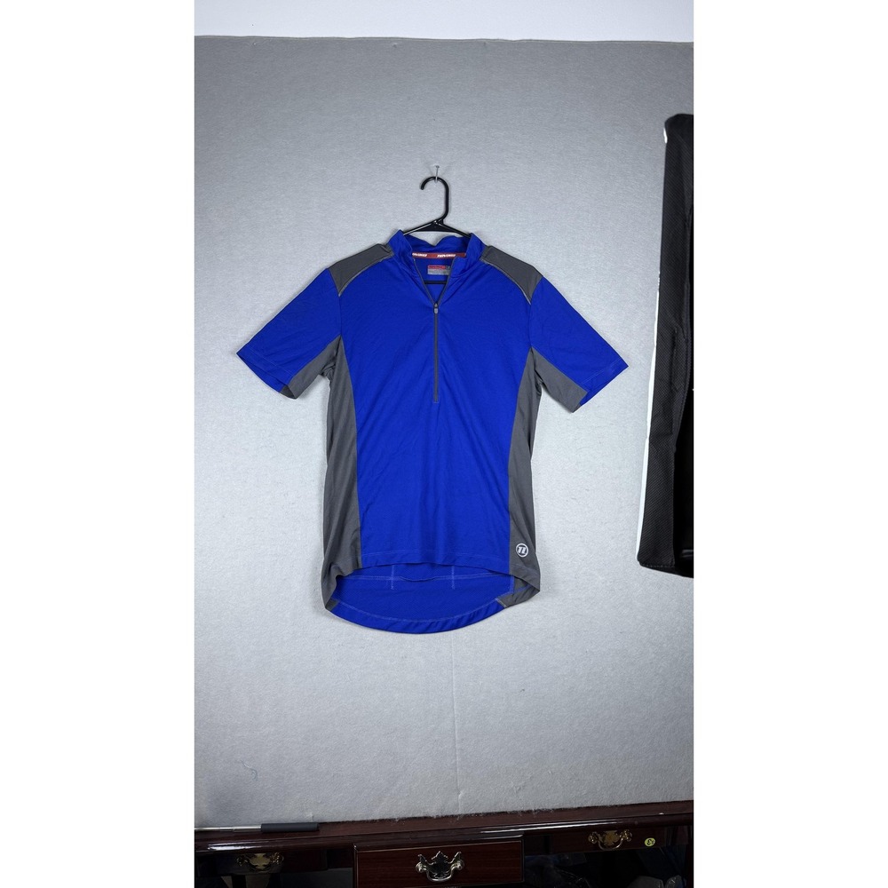 Novara Cycling Shirt Mens Medium Blue‎ Gray Short Sleeve Zip Performance Bike